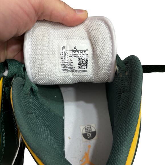 Nike Air Jordan 1 Youth Mid GS Green White Yellow Sneakers Big Kid Size 5Y - Picture 5 of 6
